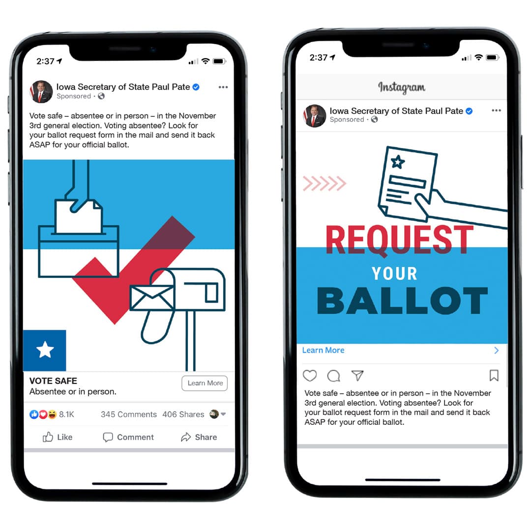 Voter Ready social ads on phones